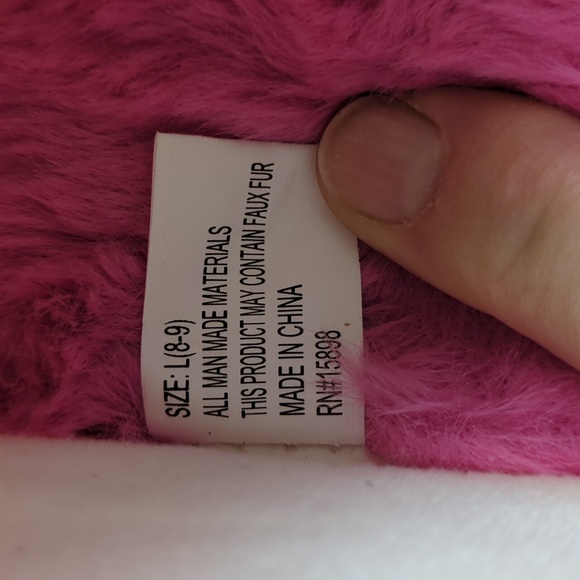 Plush Barbie Slippers With Hearts, Pink And White Like New - Picture 9 of 10